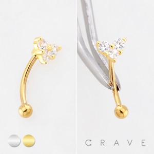 CZ HEART SHAPE 316L SURGICAL STEEL CURVED BARBELL/EYEBROW